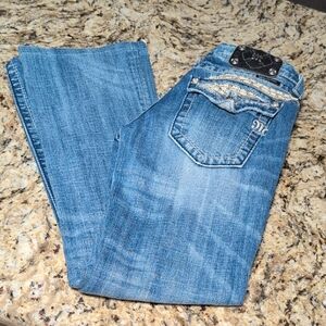 Miss Me Light Blue Boot Cut Jeans with Embellished Pockets